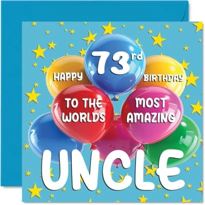 Afbeelding van verjaardagskaart 73e oom World&#039;s Most Amazing Uncle voor van nichtje en neef, 145 mm x mm, 73 jaar, wenskaarten