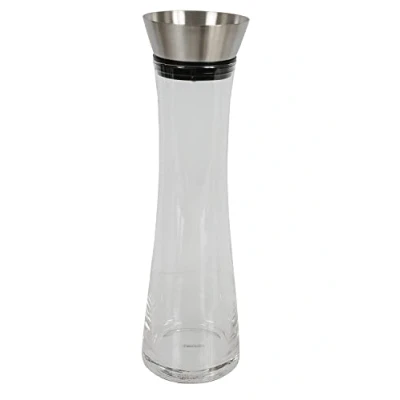 Afbeelding van Alpina glazen karaf met roestvrijstalen deksel, zeef, inhoud ca. 1 liter, hoogte 35 cm