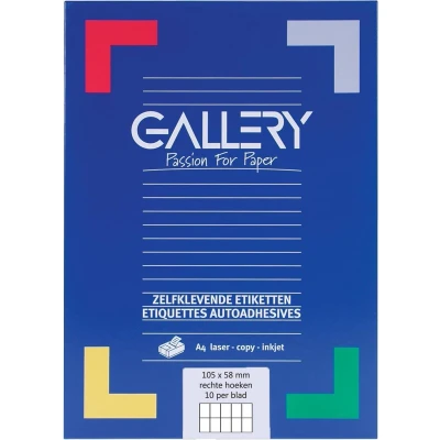 Afbeelding van Gallery Witte Etiketten Ft 105 X 58 Mm (b H), Rechte Hoeken, Doos Van 1.000 Etiket