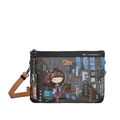 Afbeelding van Anekke Schouderriem voor dames van kunstleer met 1 handvat en ritssluiting Damesaccessoires Afmetingen 28 x 21 4 cm, veelkleurig, hedendaags, Meerkleurig, Modern