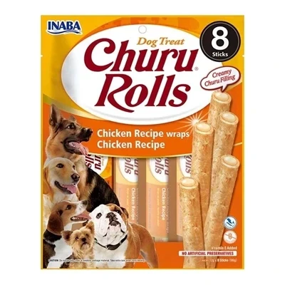 Afbeelding van Inaba Churu Hondensnacks Rolls Chicken Wraps 8 x 20 gr