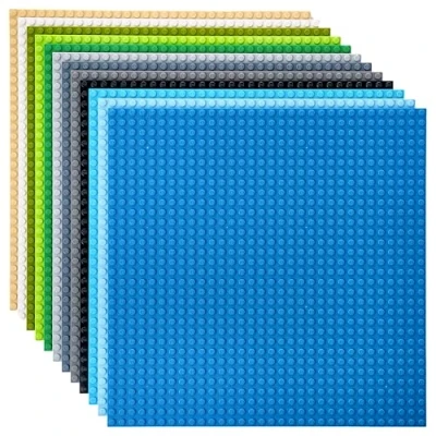 Afbeelding van Strictly Briks Set van 12 hoogwaardige stapelbare grondplaten, geschikt voor de grootste merken, kleuren, 25,4 x cm
