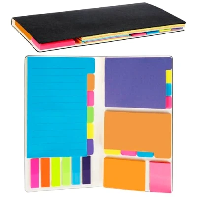 Afbeelding van Belle Vous Gerecycled Lijn Papieren Notitieblok met 48 Sticky Notes 10 x 20 cm 60 Pagina’s/Vellen Premium Kurk Stijl Kaft voor School/Kantoor Notities