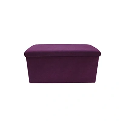 Afbeelding van Rebecca Mobili RE6164 Speelgoedpoef voor entree, hal, woonkamer, katoen, 37 x 76 38 cm (h b d), paars