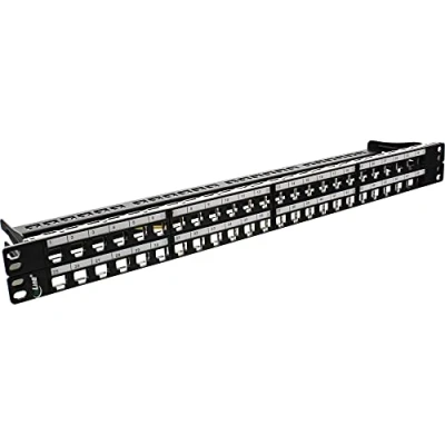 Afbeelding van InLine Keystone 76848C patchpaneel 48 weg snap in platte plaat 19 inch 1HE zwart