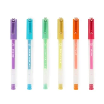Afbeelding van Legami Set van 6 pastelgelpennen Spring is in the Air, pastelkleuren met verschillende geuren, kleurrijke pennen om te schrijven, tekenen, kleuren, punt 1 mm