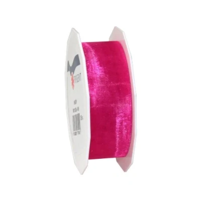 Afbeelding van C.E. Pattberg Organza lint transparant koraalroze, 22 meter lang, 2,5 cm breed, accessoires voor decoratie en knutselen, decoratielint geschenken, elke gelegenheid