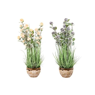 Afbeelding van Decoratieve plant DKD Home Decor 30 x 78 cm Roze Metaal Lila Groen PVC (2 Stuks)