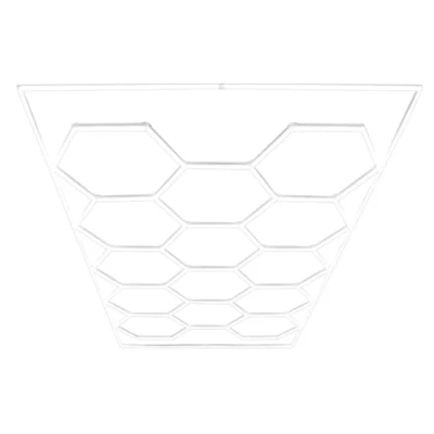 Afbeelding van Led plafondlamp, zeshoekig, 14 lampen en frame, modulair ontwerp van honingraat, zuiver wit, 120 lumen, 6500 K, autotentoonstelling, garage, winkel, kamer, magazijn, instituut [INBEGREPEN 3