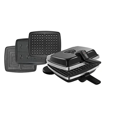 Image de Set 3 jeux de plaques Gaufres avec Gaufrettes et Croque monsieur Lagrange 039622 1000 W Noir
