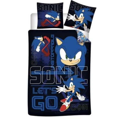 Afbeelding van Sonic Dekbedovertrek, Let&#039;s Go Eenpersoons 140 x 200 / 65 cm Polykatoen