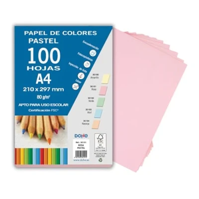 Afbeelding van Dohe 100 vellen pastelroze om te knutselen en af drukken A4 formaat 80 g/m² Kantoorbenodigdheden