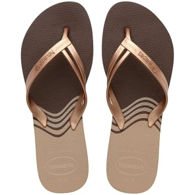Afbeelding van Havaianas Elegance Print teenslippers voor dames, Donkerbruin