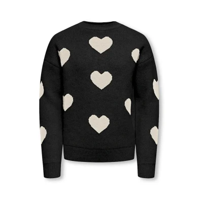 Afbeelding van ONLY KOGNAJA L/S FLOWER PULLOVER KNT Meisjes Trui Black Birch Hearts