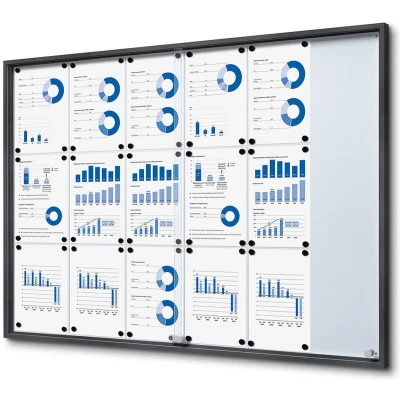 Afbeelding van Vergrendelbaar Notitiebord met Schuifdeuren Slim 18 X A4 Antraciet Syna SCSLG18XA4C7016JS Horeca &amp; Professioneel