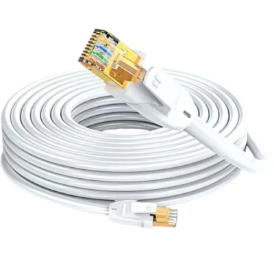 Afbeelding van Elfcam® 8 m Cat7 netwerkkabel Ethernet RJ45, LAN/WLAN Cat 7 paar, gedraaid, afgeschermd, SFTP, 100% koper, ronde kabel, wit (8 m)
