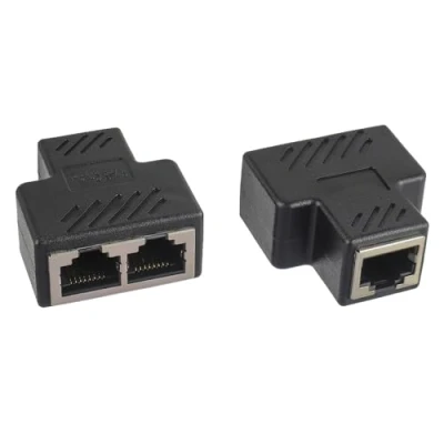 Afbeelding van HUAREW Set van 2 RJ45 LAN splitteradapters 1 naar Ethernet connectoren voor Cat5, Cat5e, Cat6, Cat7, Cat8 kabels