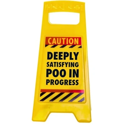 Afbeelding van Boxer Gifts Grappig waarschuwingsbord voor toilet met opschrift &quot;Deeply Satisfying Poo in Progress&quot; cadeau hem, geel, 11,8 cm x 25