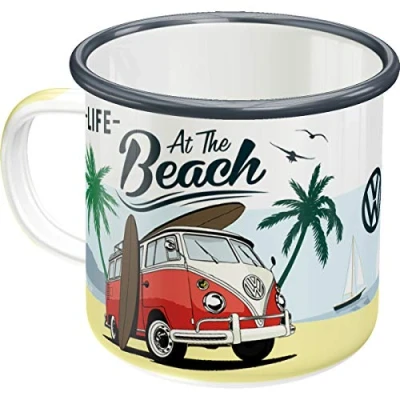 Afbeelding van Volkswagen Bulli Strand Emaille Mok