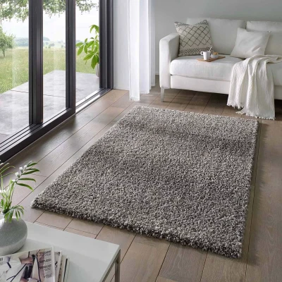 Afbeelding van Hoogpolig Vloerkleed Effen Classic Donkergrijs 120x170 Cm