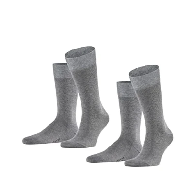 Image de FALKE Happy 2 Pack M SO coton unies lot de paires, Chaussettes Homme, Gris (Light Grey Melange 3390), 47 50