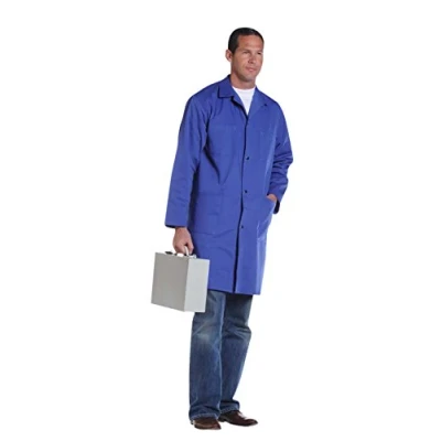 Afbeelding van HYDROPLANETE KODAMA Blauwe werkblouse hoge kwaliteit (4 zakken + drukknopen) voor professionals, handwerk, werkplaats of knutselen, Royal Blauw