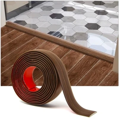 Afbeelding van Art3d Zelfklevende vinyl vloerovergangsband, platte scheidingsband voor het verbinden van vloerruimtes, tapijtloper, tegelvloer, 122 x 4 0,3 cm, kersenhout