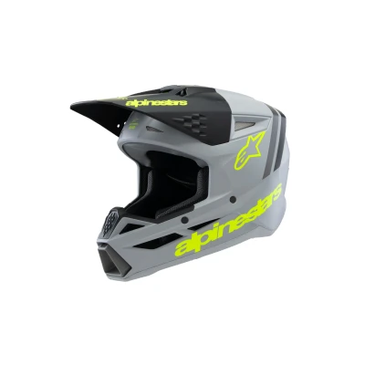 Afbeelding van Alpinestars 2025 Supertech M3 Radium Jeugd Crosshelm Mat Grijs / Zwart Fluor Geel maat YM