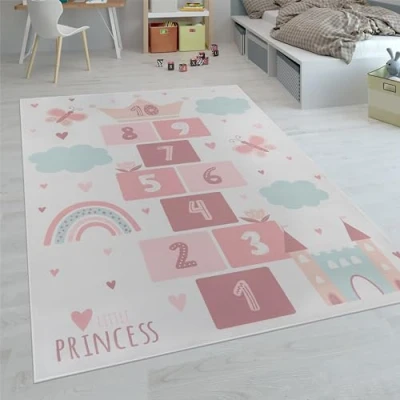 Afbeelding van Paco Home Kindertapijt, tapijt voor slaapkamer, jongens, meisjes, modern, antislip, afmetingen: 140 x 200 cm, kleur: crème 3