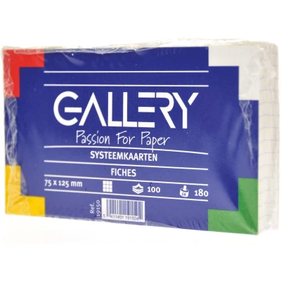 Afbeelding van Gallery witte systeemkaarten, ft 7,5 x 12,5 cm, geruit 5 mm, pak van 100 stuks systeemkaart