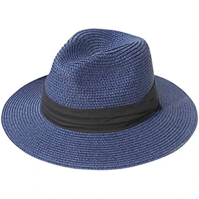 Afbeelding van DRESHOW Strohoed voor dames en heren, panamahoed, zomerhoed, brede rand, zonnehoed, uv bescherming, strand, reizen