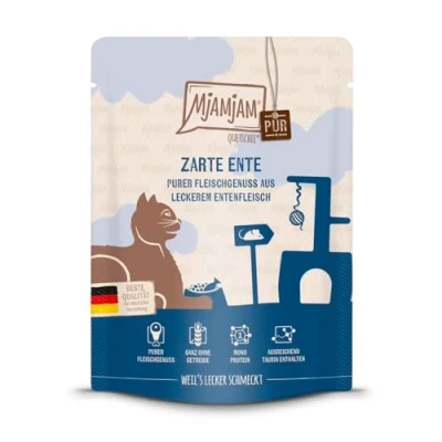 Afbeelding van MjAMjAM Cat Puur Vlees Pleasure Pouch 6x300g Eend