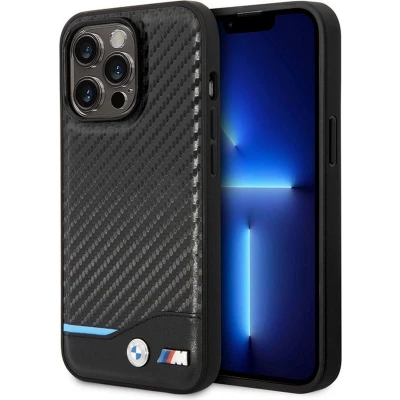 Afbeelding van BMW M Carbon Blue Line Back Case Apple iPhone 13 Pro (6.1&quot;) Zwart