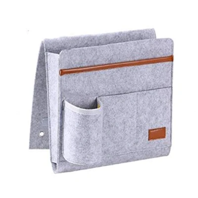 Afbeelding van Sofa armleuningen tas caddy, anti slip opbergtas met flessenhouder, bank bedplank krantenrek voor baby slaapkamer slaapzaal (grijs)