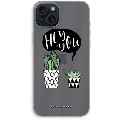 Afbeelding van Case Company® hoesje geschikt voor iPhone 15 Plus Hey you cactus Soft Cover Telefoonhoesje Bescherming aan alle Kanten en Schermrand