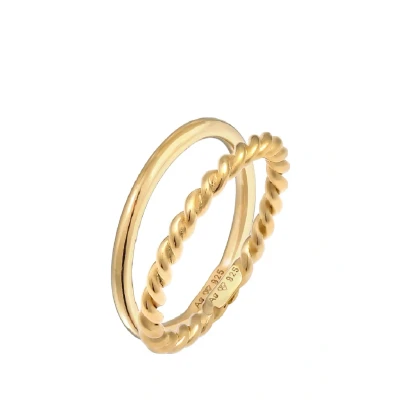Afbeelding van Elli 2 PACK Basic Twisted Ring goldcoloured, Dames, Maat: 54, Gold coloured