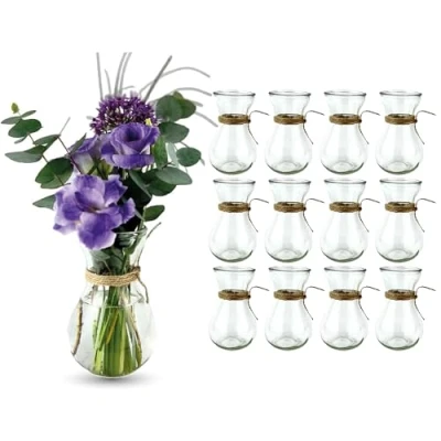 Afbeelding van casavetro 12 stuks theevazen van transparant glas tafeldecoratie voor bruiloft en feest