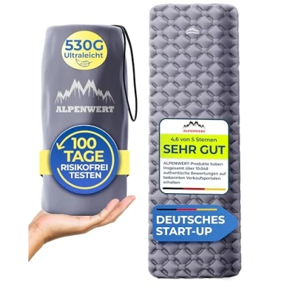 Afbeelding van Alpenwert® Isolatiematras voor buiten, klein en ultralicht, luchtmatras, perfect kamperen, wandelen, enz. Luchtmatras