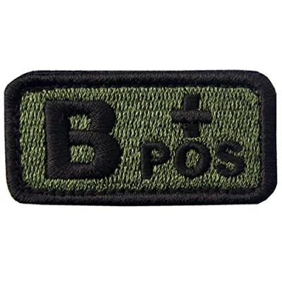 Afbeelding van Tactische Type B Positieve Bloedgroep Embleem Geborduurde Sluiting Haak en Loop Patch, Olive Drab