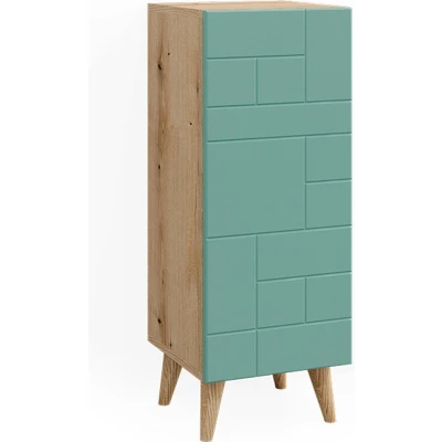 Afbeelding van Vicco Halfhoge kast Rudi, Mintgroen/Bruin, 30.3 x 80.3 cm met deur