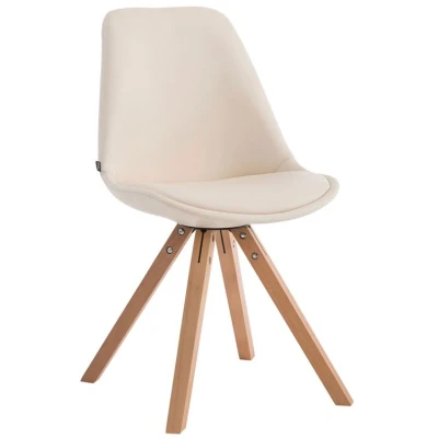 Image de Chaise de salle à manger Laval pieds carrés nature Siège Crème