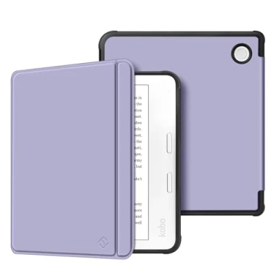 Afbeelding van Fintie Tolino Vision Color (2024) / Kobo Libra 7 inch e readerhoes Ultralichte zachte TPU achterkant met automatische slaap/wake en magneetsluiting, pastelpaars