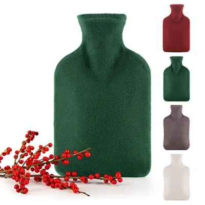 Afbeelding van Blumtal warmwaterkruik Polar Fleece Cover Lekvrije van natuurlijk rubber voor kinderen en volwassenen groen