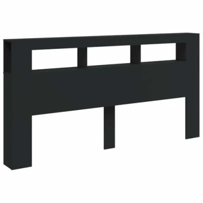 Afbeelding van Hoofdeinde met LED 200x18,5x103,5 cm bewerkt hout zwart