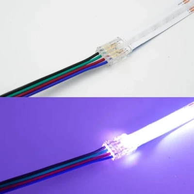 Afbeelding van 10 stuks RGB / RGBIC RGBW COB LED Strip connector 3 polig 4 5 voor 10mm/12mm RGBIC/RGBW 4P 10mm Een + kabel