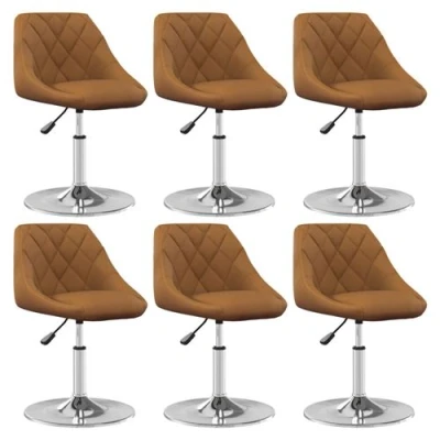 Afbeelding van vidaXL Eetkamerstoelen draaibaar 6 st fluweel bruin
