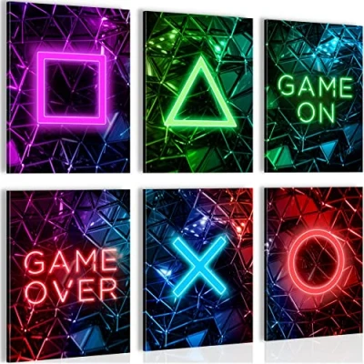 Afbeelding van Gamers Game Console 90 x 80 cm Meteen ophangen muurdecoratie wanddecoratie woonkamer canvas schilderijen slaapkamer
