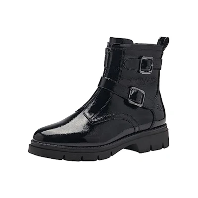 Afbeelding van Tamaris Cowboy/Bikerlaarsjes, Dames, Maat: 39, Black patent Kunststof