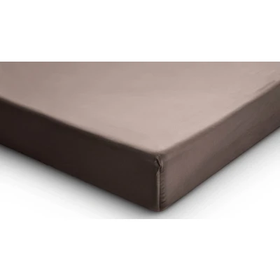 Afbeelding van Topper Hoeslaken Katoen satijn Taupe 160x200 cm Zwart , Wit Grijs Creme Antraciet Primaviera Deluxe Geschikt Voor Matrassen Tot