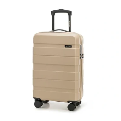 Image de WITTCHEN COMODO Valise de Voyage Bagage à Main Cabine Rigide en ABS Valises Soute 4 roulettes Serrure TSA Beige